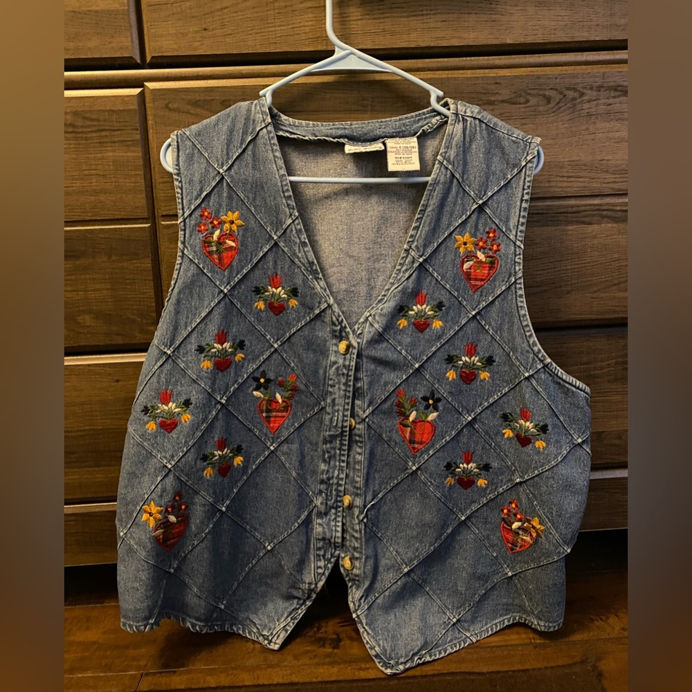 Vintage Denim Embroidered Vest